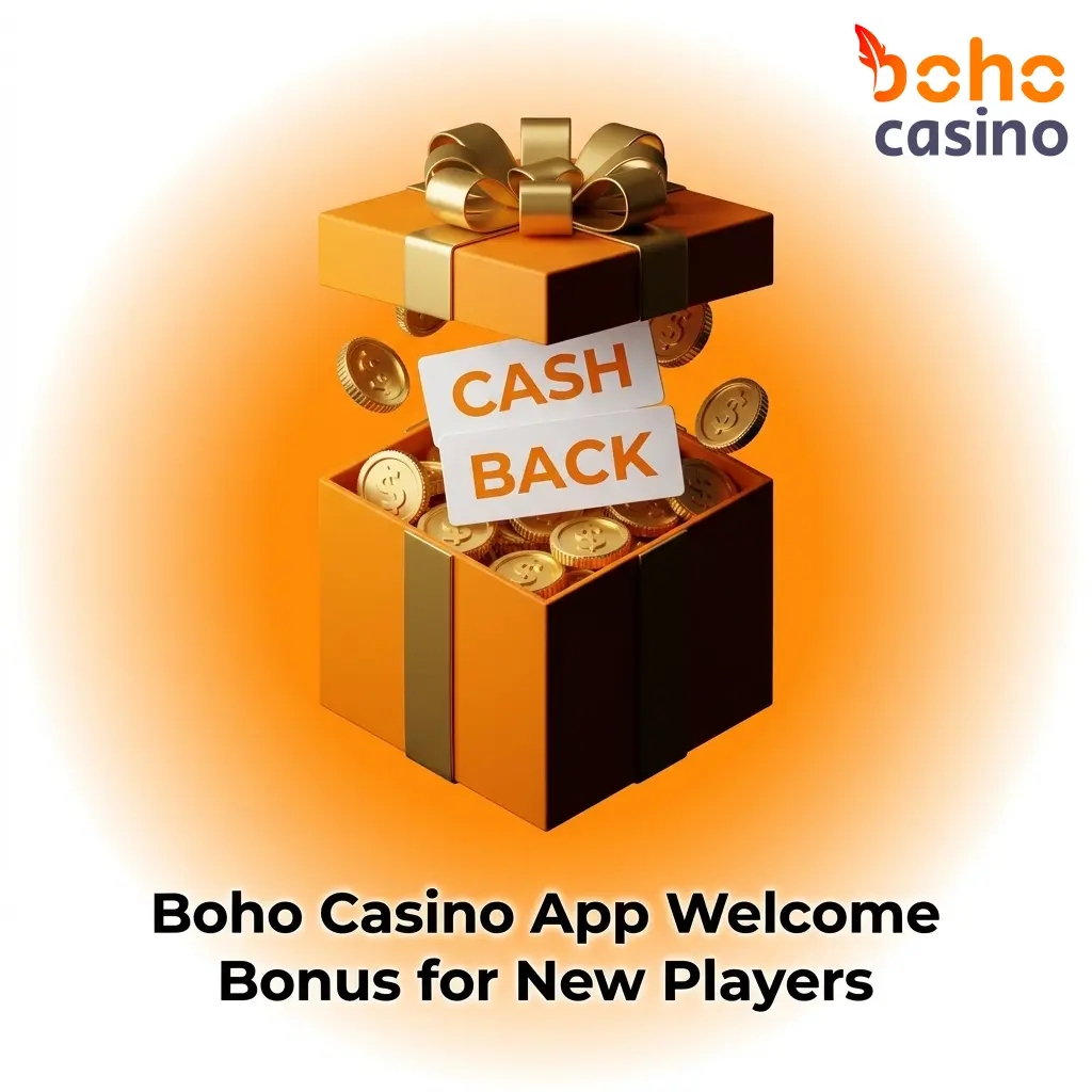 Boho Casino app welcome bonus showing 125% up to 7500 AUD or 100% up to 777 AUD with 100 Free Spins