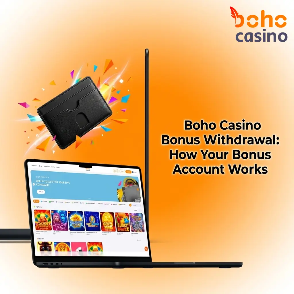 Boho Casino bonus account withdrawal process showing wagering requirements and fund transfer conditions