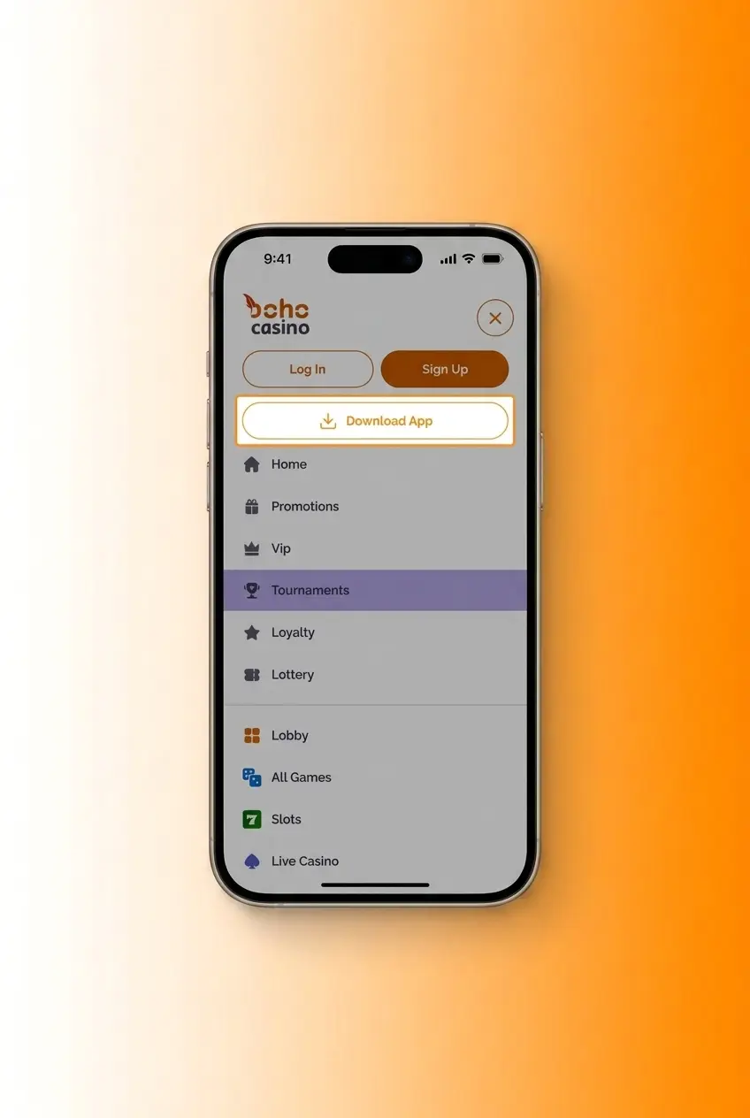 Steps to install Boho Casino PWA on Android via Chrome to play Aviator by Spribe on mobile