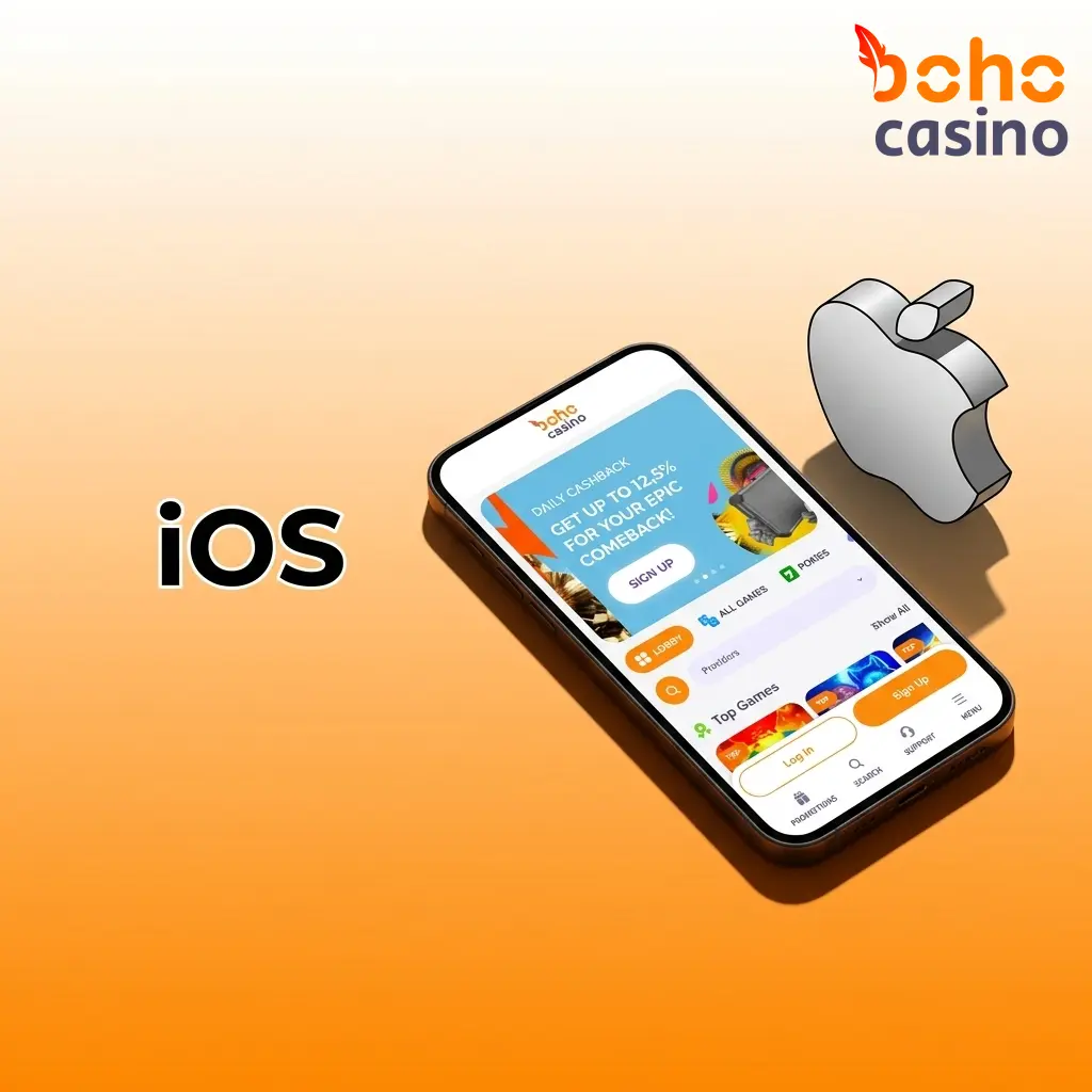 Boho Casino iOS mobile site on iPhone and iPad via Safari Add to Home Screen full-screen app experience