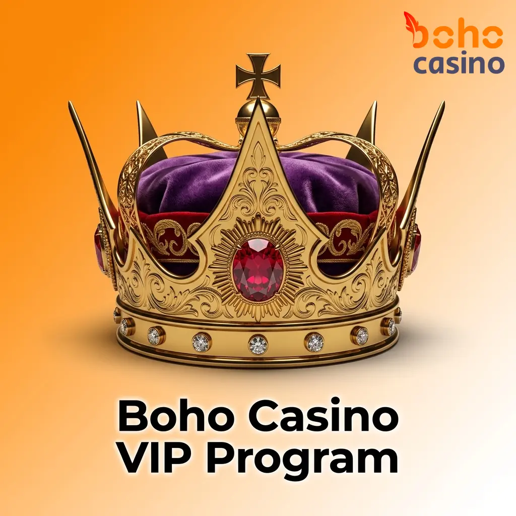Boho Casino VIP loyalty program tiers: Bronze, Silver, Gold, Platinum, and Diamond rewards levels