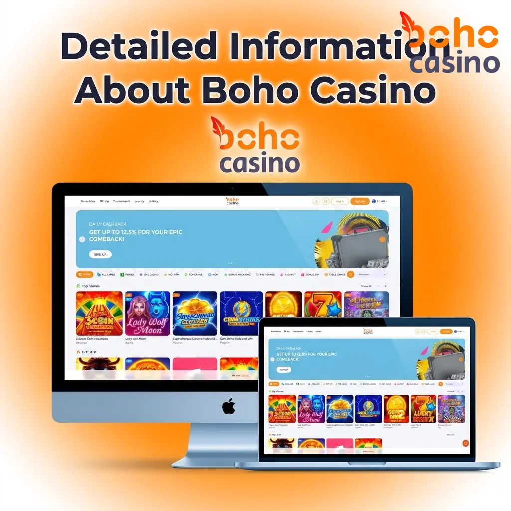 Boho Casino platform for Australian players featuring sports betting, casino games, SSL security, and mobile apps for iOS and Android