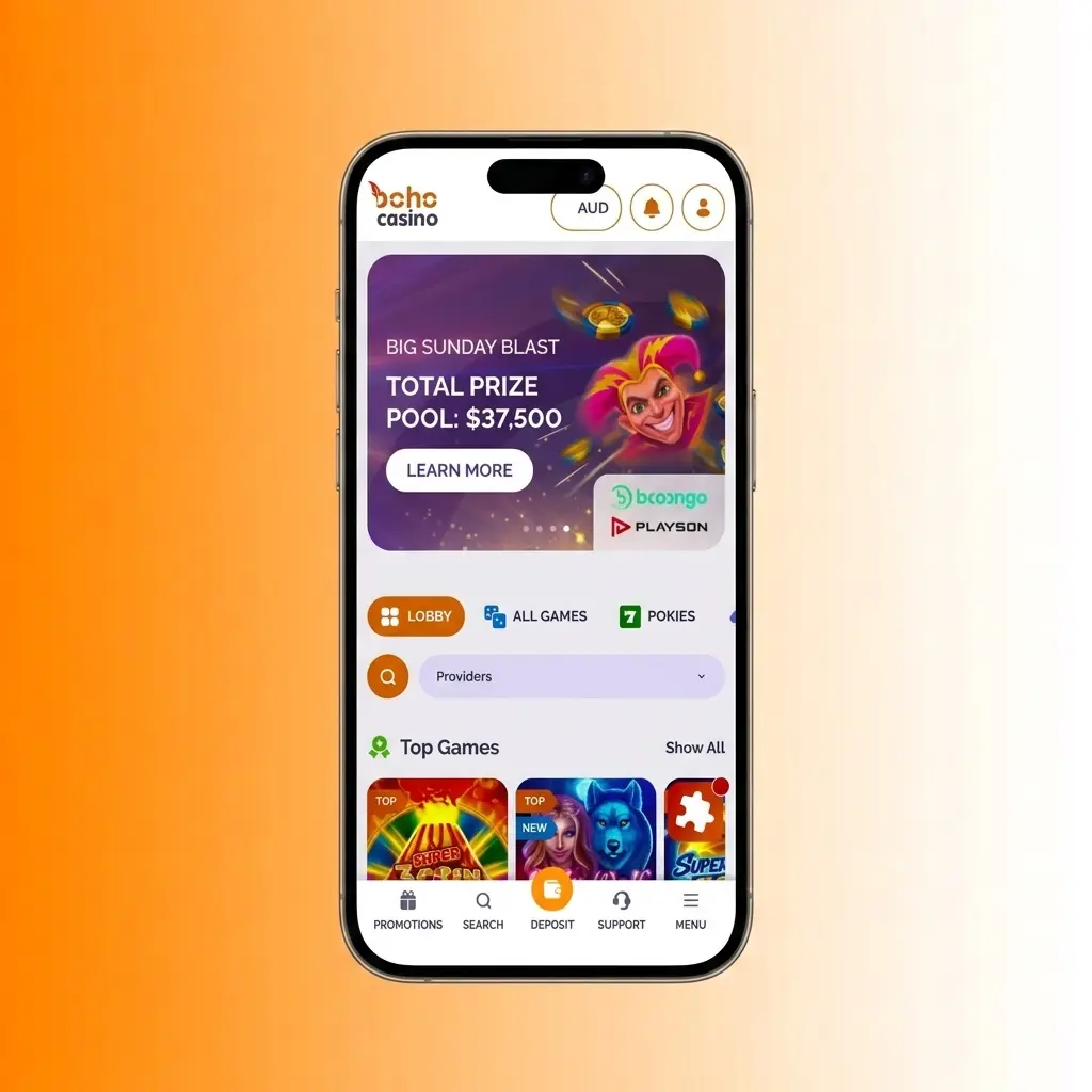 Step-by-step deposit guide for Australian players at Boho Casino showing payment methods and cashier instructions