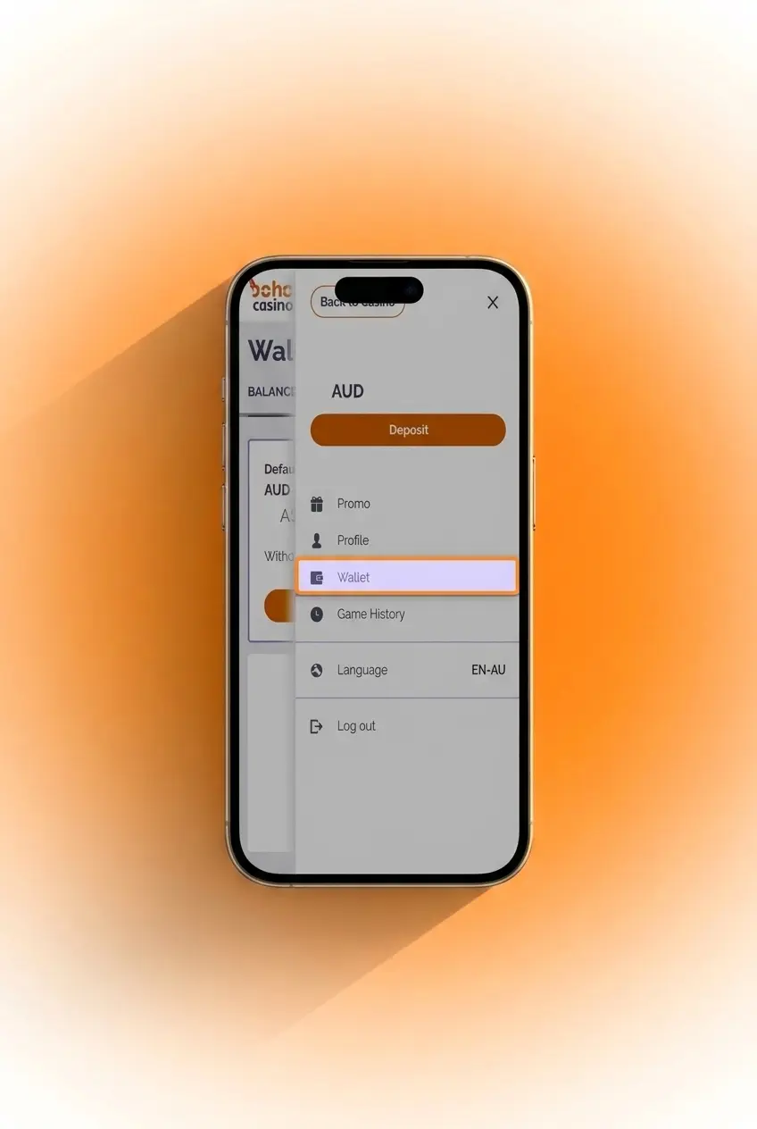 Step-by-step guide showing how to withdraw money from Boho Casino in 5 steps via cashier tab