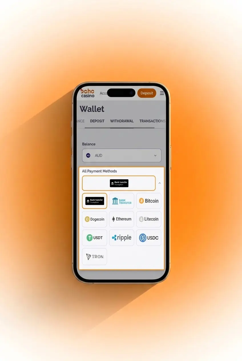 Step-by-step guide showing how to withdraw money from Boho Casino in 5 steps via cashier tab