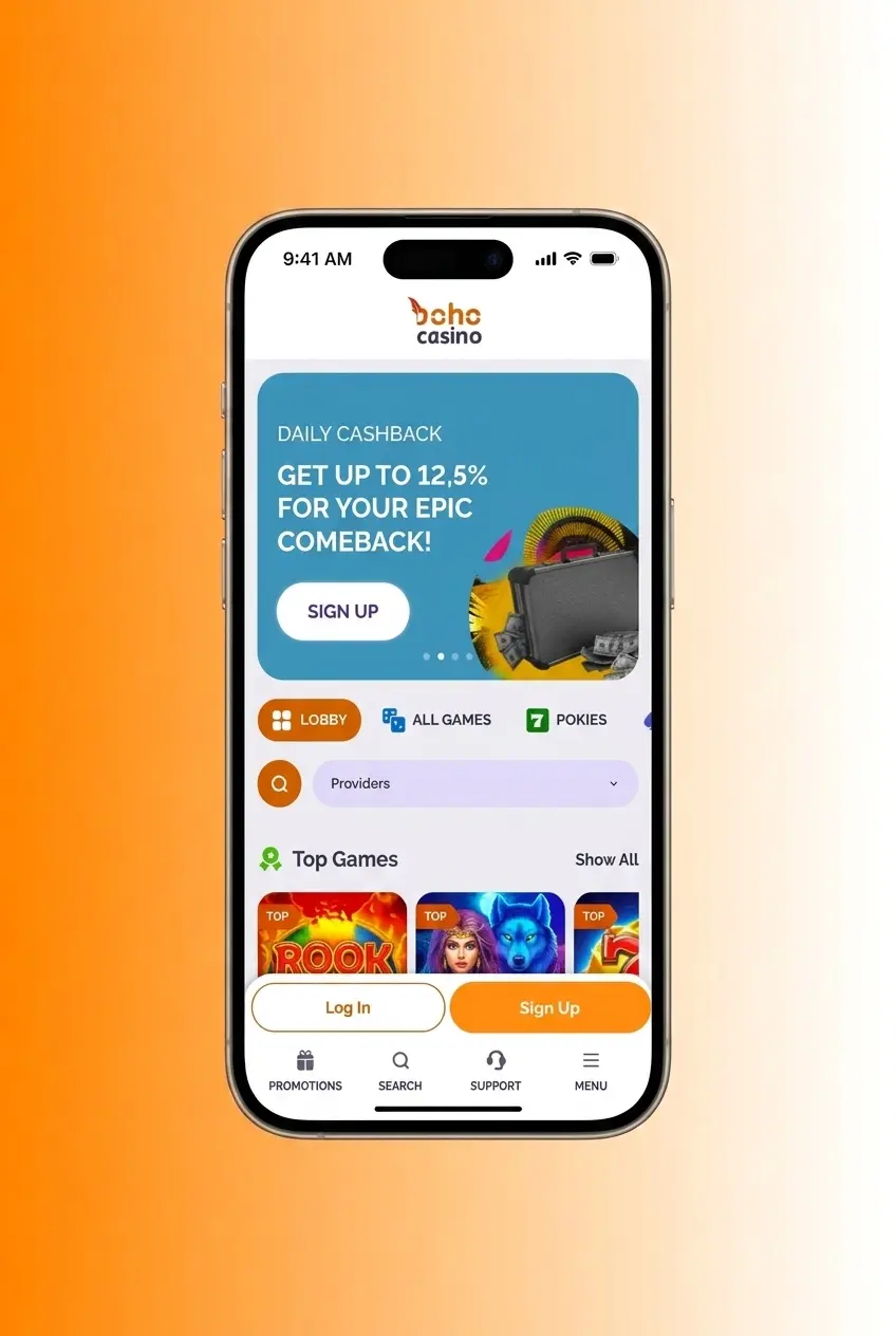 Boho Casino app registration steps on mobile showing sign-up process for Australian users aged 18 and over