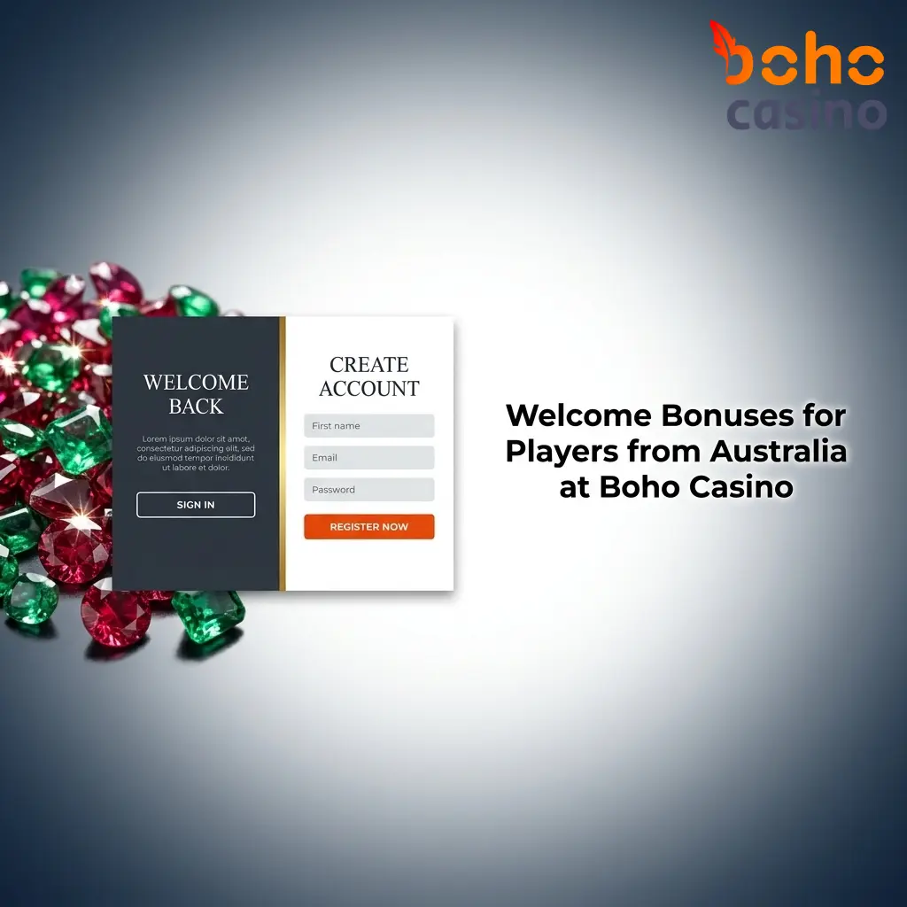 Boho Casino welcome bonuses for Australian players: 100% up to 777 AUD and 125% up to 7,500 AUD with free spins